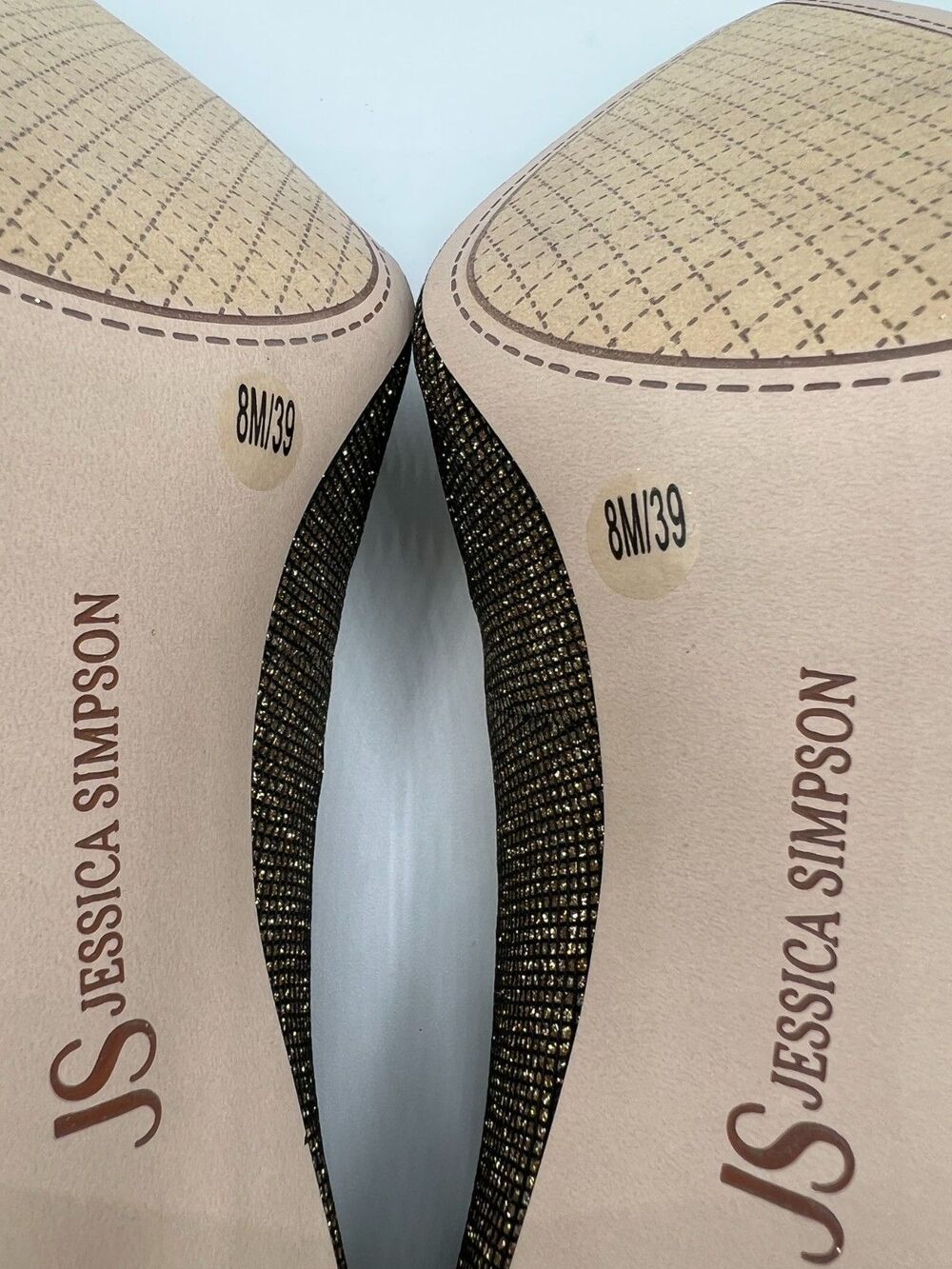 Jessica Simpson Womens Apelphan Pump Fabric Bronze Gold 9.5M Shimmer Stiletto - Picture 6 of 8